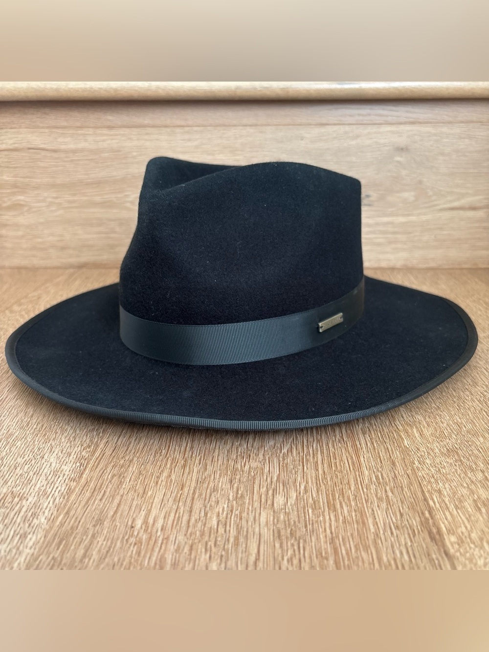 Gigi Pip black Monroe Rancher felt fedora hat size M/L adjustable western - Picture 2 of 8